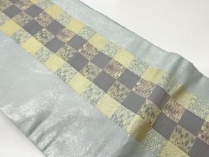 縞に格子模様織出し名古屋帯